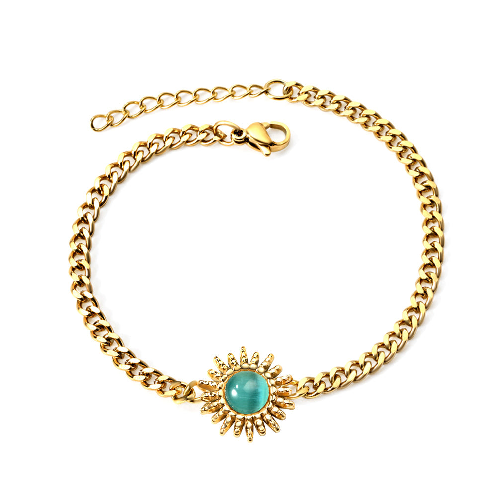 Spring Hot Aquamarine Zircon Sun Accessory Bracelet 17+3cm asonjewelry